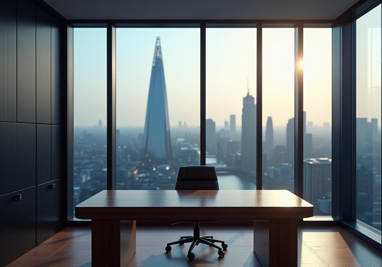 Sophisticated London legal office with a view of the City